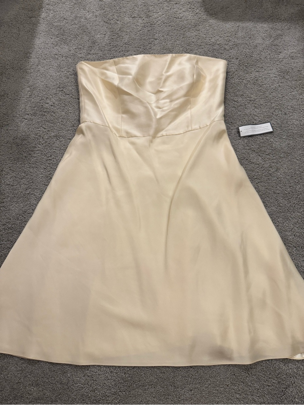 Strapless Butter Yellow Satin A-Line Dress